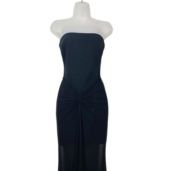 David Koma Strapless Illusion Gown Black Stretch Evening Formal - Picture 12 of 15